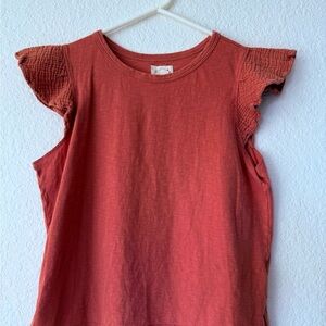 UpWest Ruffled Sleeve Red Top